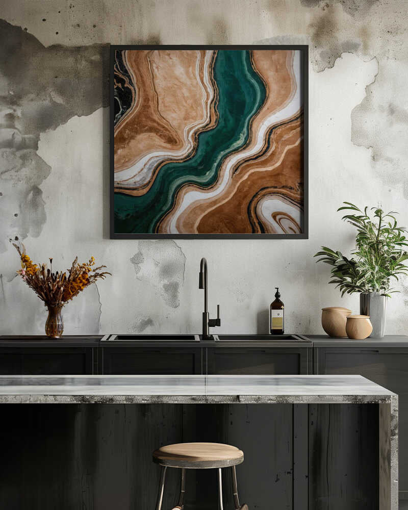 Emerald Agate Marble - Square Stretched Canvas, Poster or Fine Art Print - I Heart Wall Art - Poster Print, Canvas Print or Framed Art Print