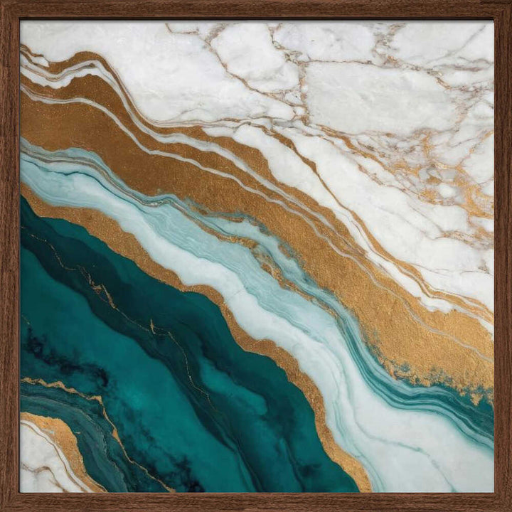 Emerald Gold Marble Flow - Square Stretched Canvas, Poster or Fine Art Print - I Heart Wall Art - Poster Print, Canvas Print or Framed Art Print