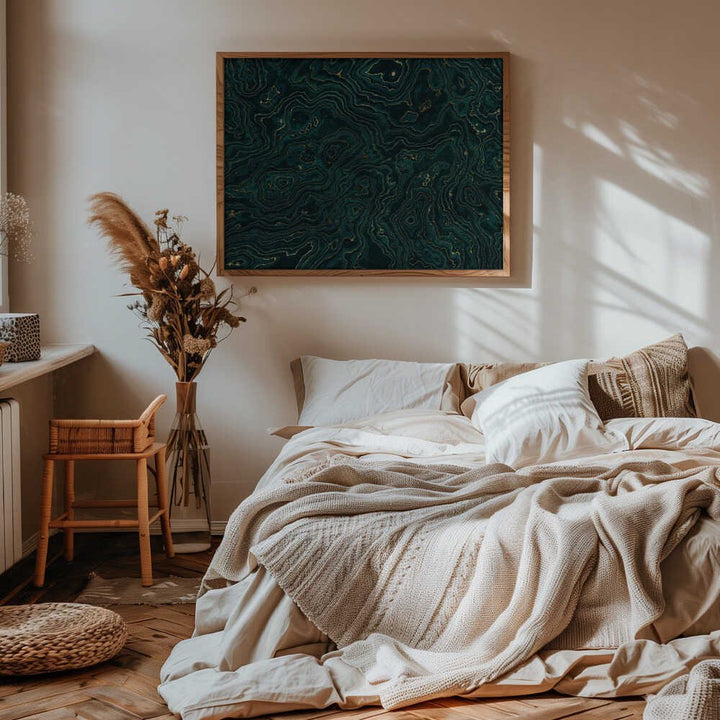 Emerald Gold Swirls - Stretched Canvas, Poster or Fine Art Print - I Heart Wall Art - Poster Print, Canvas Print or Framed Art Print