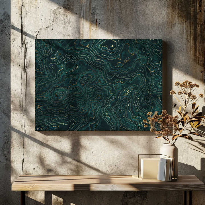 Emerald Gold Swirls - Stretched Canvas, Poster or Fine Art Print - I Heart Wall Art - Poster Print, Canvas Print or Framed Art Print