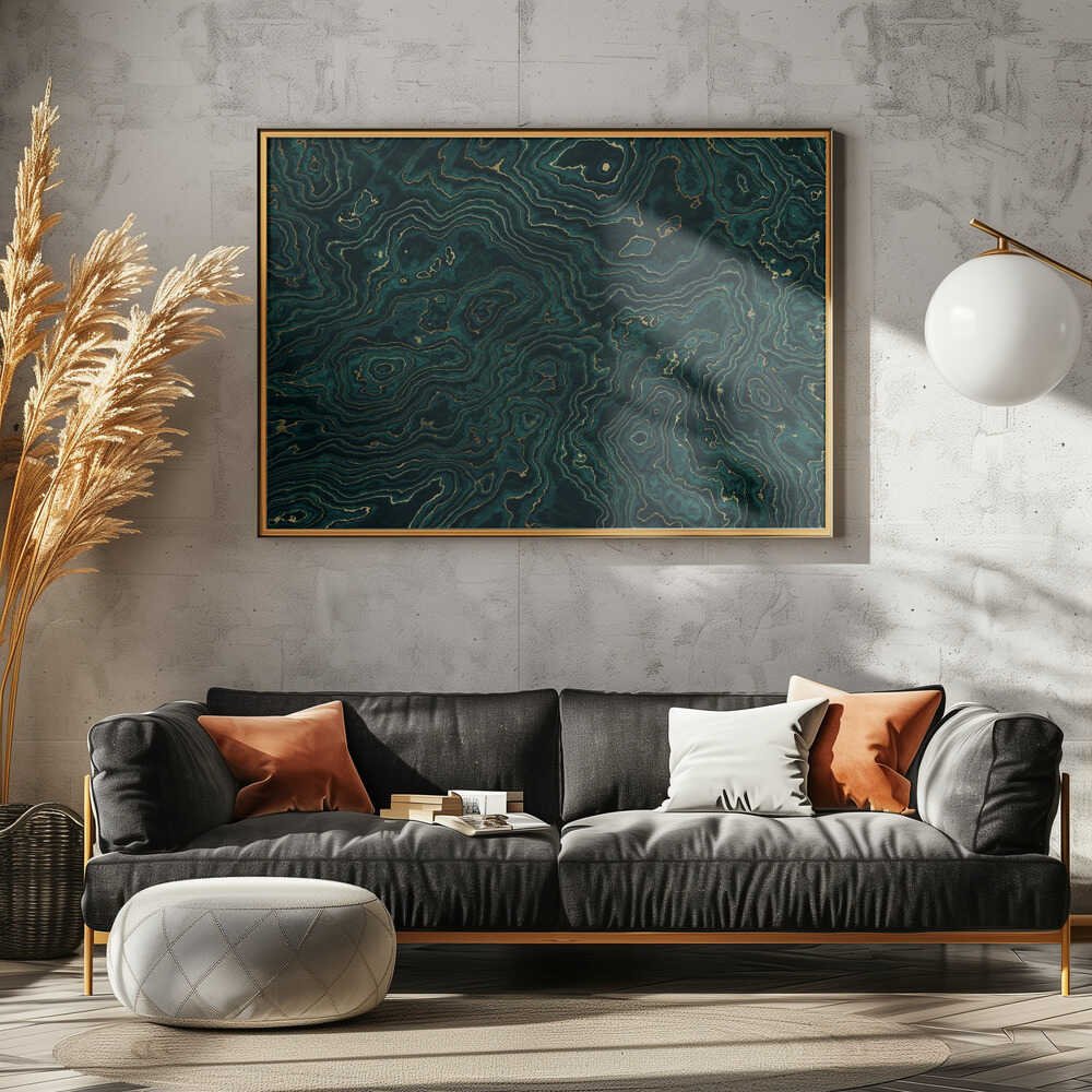Emerald Gold Swirls - Stretched Canvas, Poster or Fine Art Print - I Heart Wall Art - Poster Print, Canvas Print or Framed Art Print