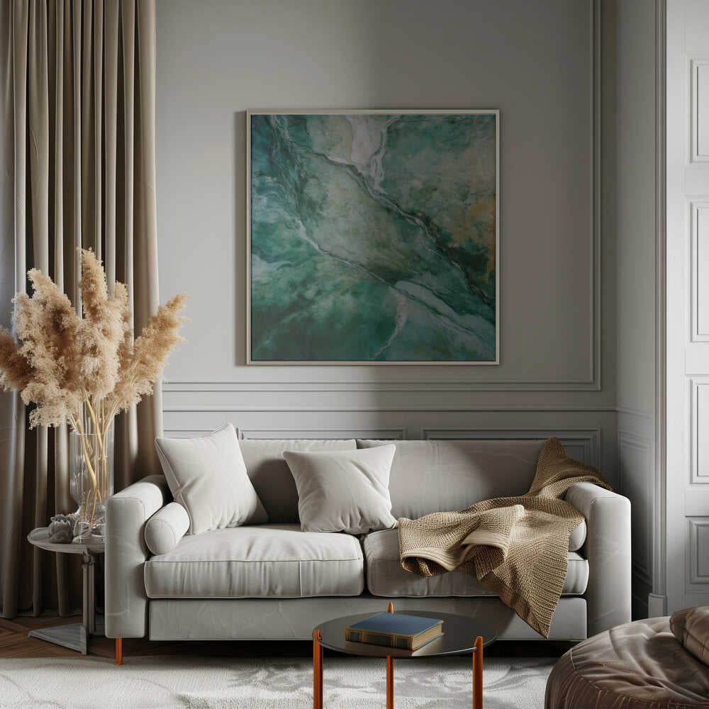 Emerald Green Marble Flow - Square Stretched Canvas, Poster or Fine Art Print - I Heart Wall Art - Poster Print, Canvas Print or Framed Art Print