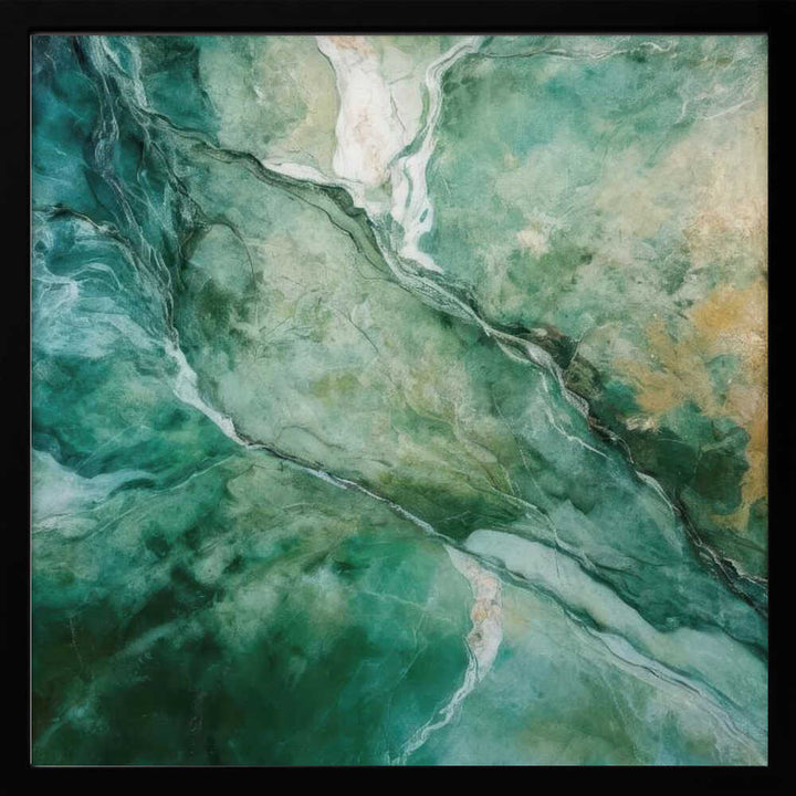 Emerald Green Marble Flow - Square Stretched Canvas, Poster or Fine Art Print - I Heart Wall Art - Poster Print, Canvas Print or Framed Art Print