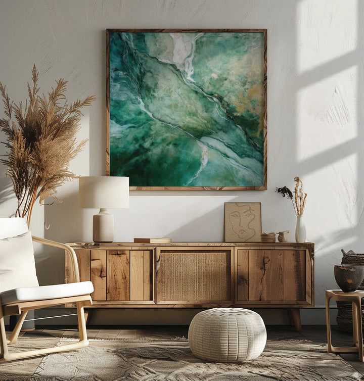 Emerald Green Marble Flow - Square Stretched Canvas, Poster or Fine Art Print - I Heart Wall Art - Poster Print, Canvas Print or Framed Art Print