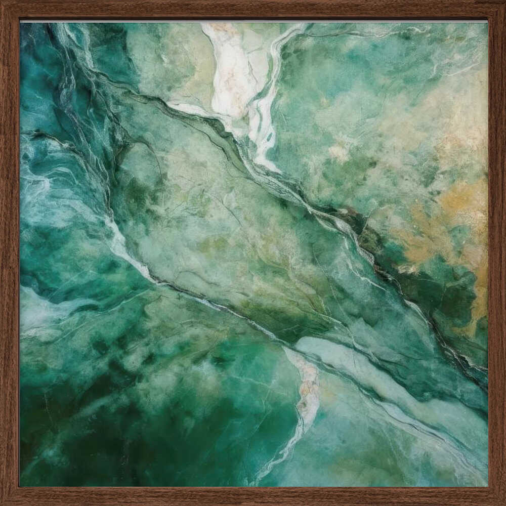 Emerald Green Marble Flow - Square Stretched Canvas, Poster or Fine Art Print - I Heart Wall Art - Poster Print, Canvas Print or Framed Art Print