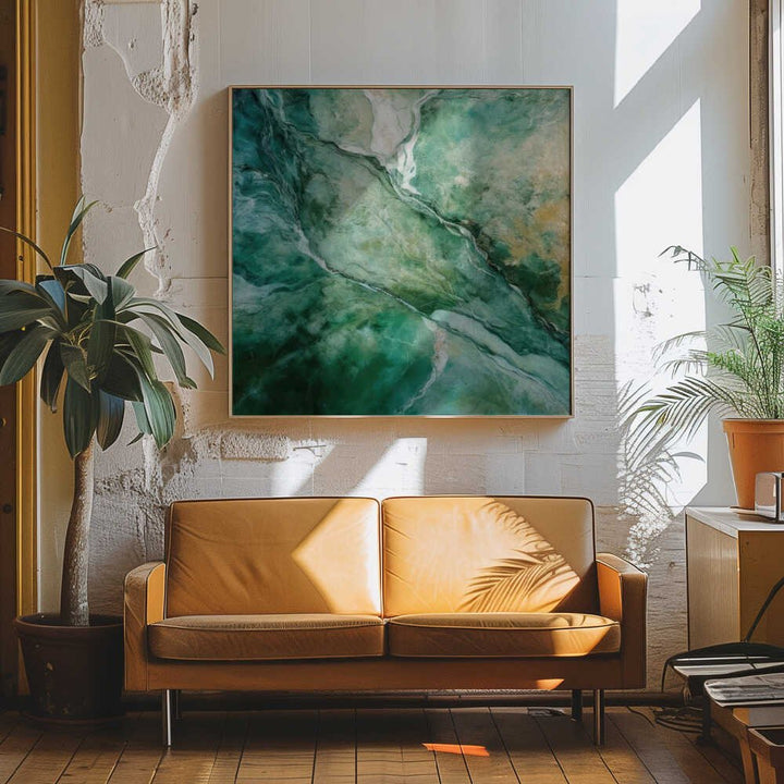 Emerald Green Marble Flow - Square Stretched Canvas, Poster or Fine Art Print - I Heart Wall Art - Poster Print, Canvas Print or Framed Art Print