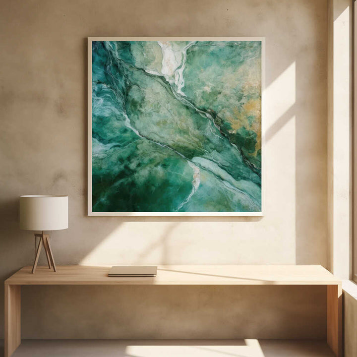 Emerald Green Marble Flow - Square Stretched Canvas, Poster or Fine Art Print - I Heart Wall Art - Poster Print, Canvas Print or Framed Art Print