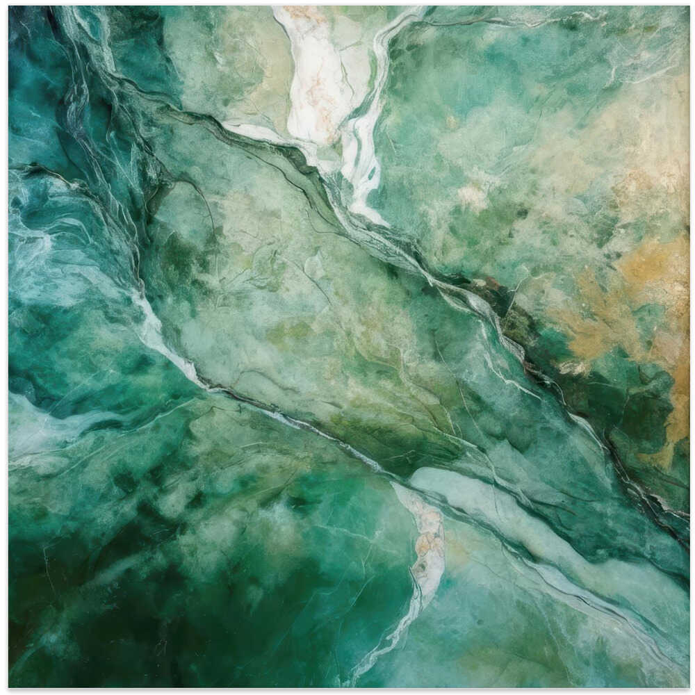 Emerald Green Marble Flow - Square Stretched Canvas, Poster or Fine Art Print - I Heart Wall Art - Poster Print, Canvas Print or Framed Art Print