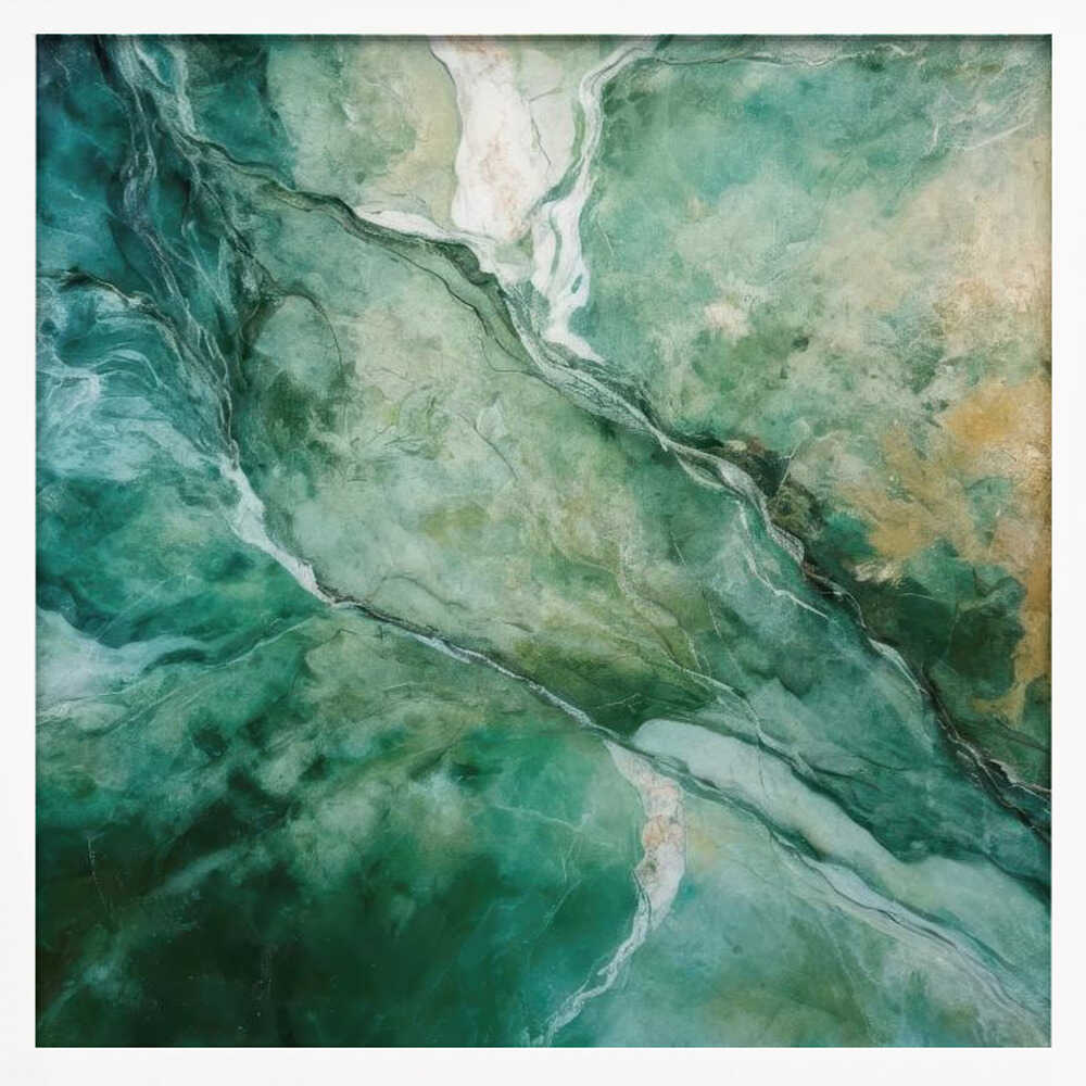 Emerald Green Marble Flow - Square Stretched Canvas, Poster or Fine Art Print - I Heart Wall Art - Poster Print, Canvas Print or Framed Art Print
