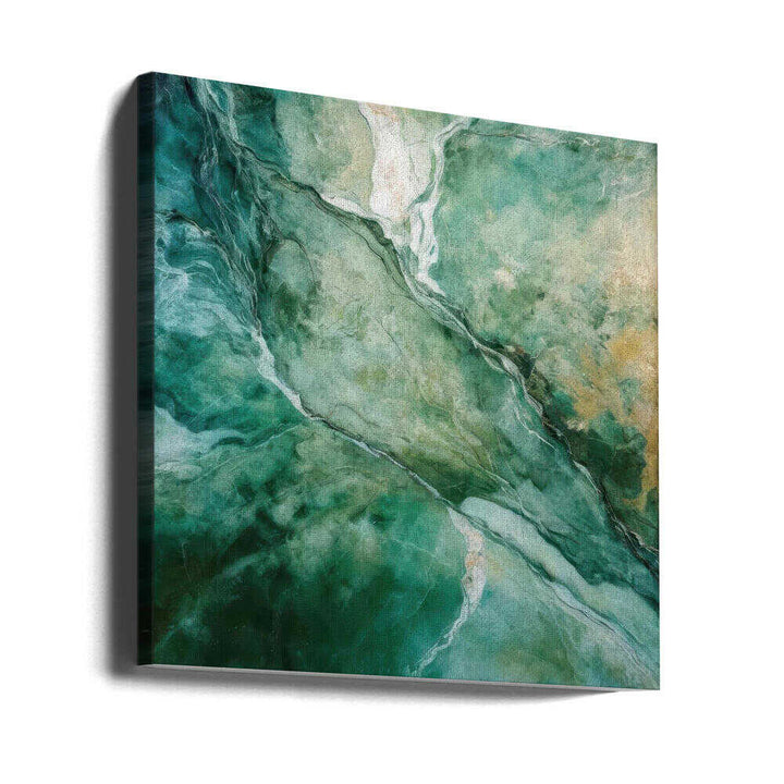 Emerald Green Marble Flow - Square Stretched Canvas, Poster or Fine Art Print - I Heart Wall Art - Poster Print, Canvas Print or Framed Art Print