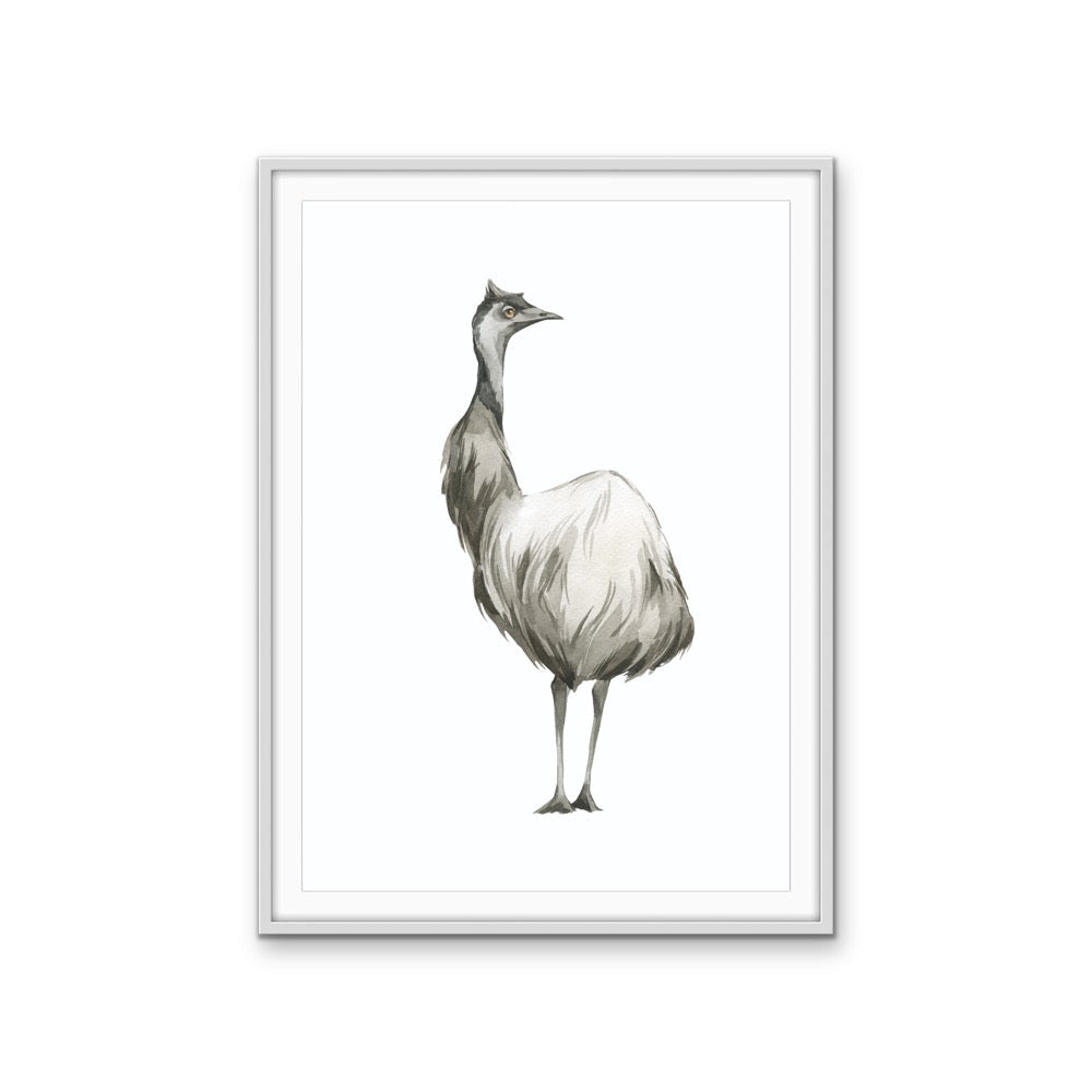 Emu Standing Nursery Sketch - Australian Native Animal Stretched Canvas or Wall Art Print - I Heart Wall Art - Poster Print, Canvas Print or Framed Art Print