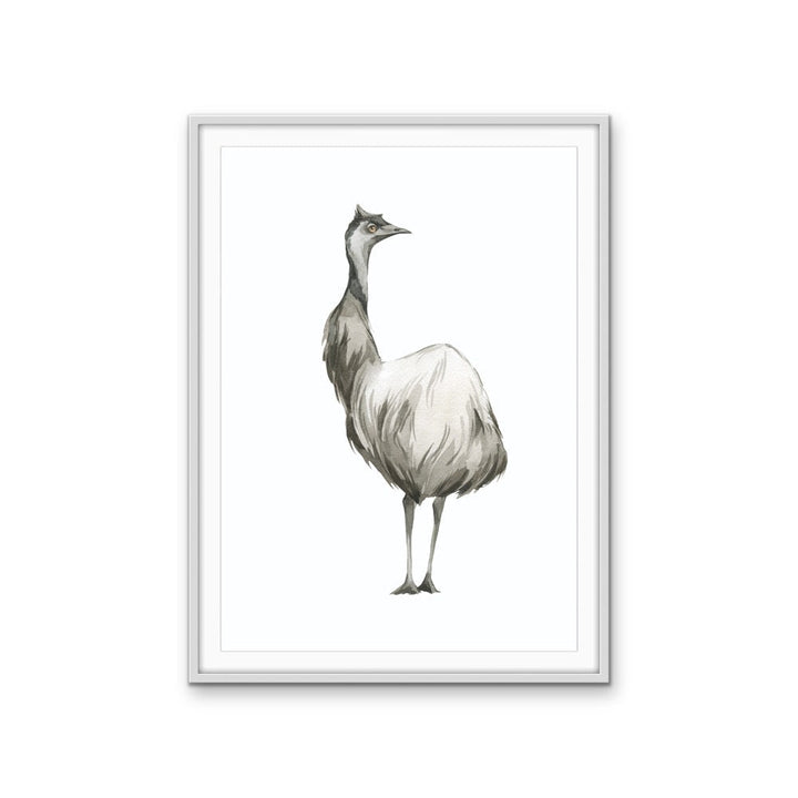 Emu Standing Nursery Sketch - Australian Native Animal Stretched Canvas or Wall Art Print - I Heart Wall Art - Poster Print, Canvas Print or Framed Art Print
