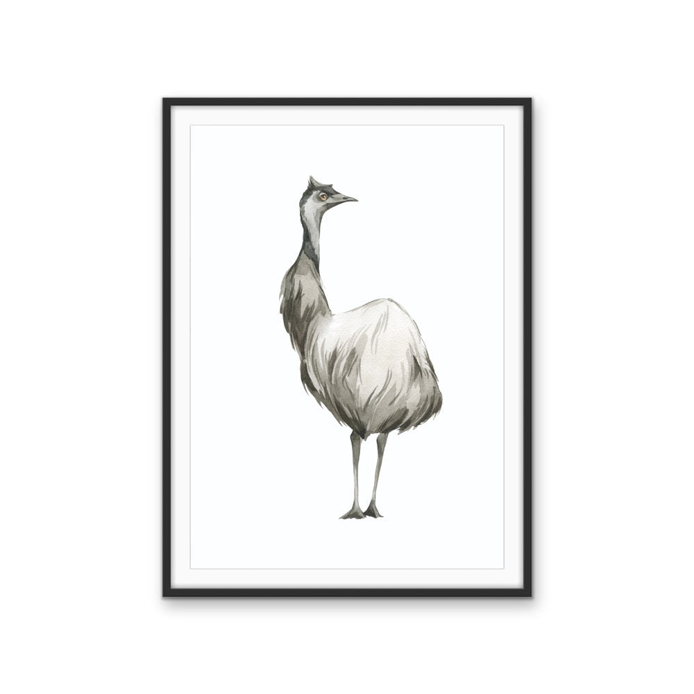 Emu Standing Nursery Sketch - Australian Native Animal Stretched Canvas or Wall Art Print - I Heart Wall Art - Poster Print, Canvas Print or Framed Art Print