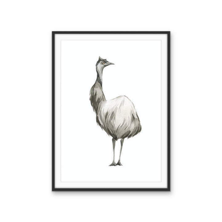 Emu Standing Nursery Sketch - Australian Native Animal Stretched Canvas or Wall Art Print - I Heart Wall Art - Poster Print, Canvas Print or Framed Art Print