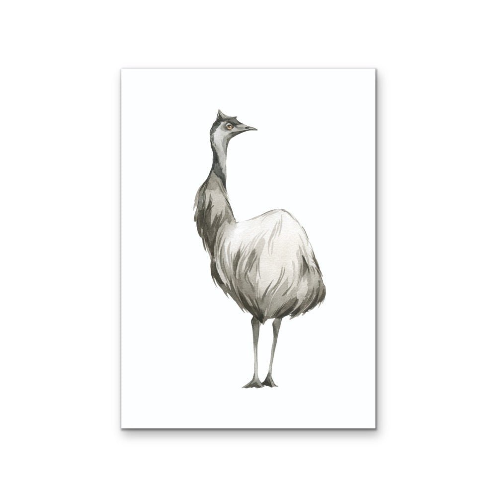 Emu Standing Nursery Sketch - Australian Native Animal Stretched Canvas or Wall Art Print - I Heart Wall Art - Poster Print, Canvas Print or Framed Art Print
