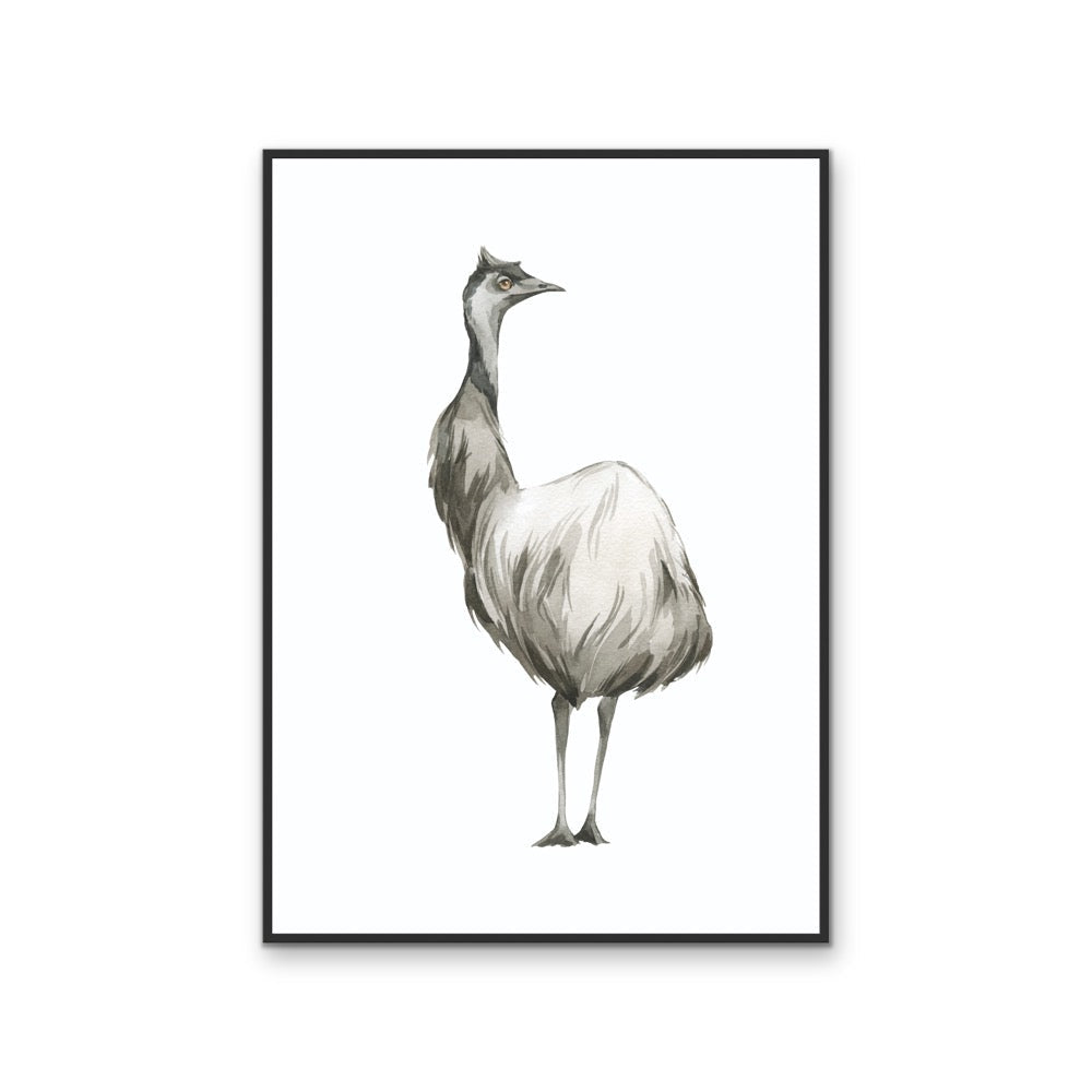Emu Standing Nursery Sketch - Australian Native Animal Stretched Canvas or Wall Art Print - I Heart Wall Art - Poster Print, Canvas Print or Framed Art Print