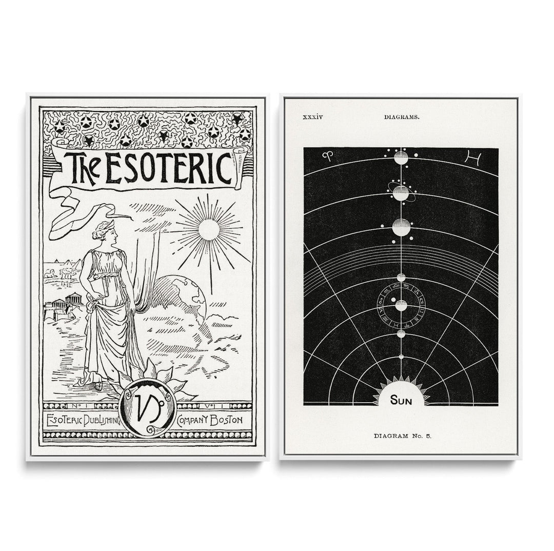 Esoteric and Diagram 5 -  Two Piece Black and White Print Set I Heart Wall Art Australia
