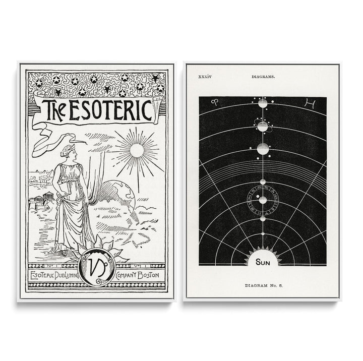Esoteric and Diagram 5 -  Two Piece Black and White Print Set I Heart Wall Art Australia