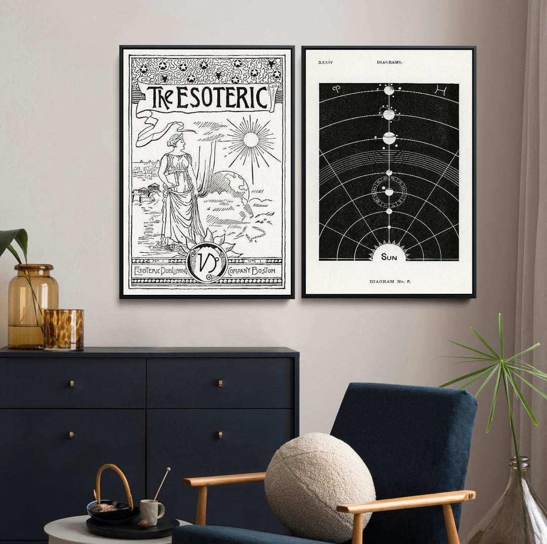 Esoteric and Diagram 5 -  Two Piece Black and White Print Set I Heart Wall Art Australia