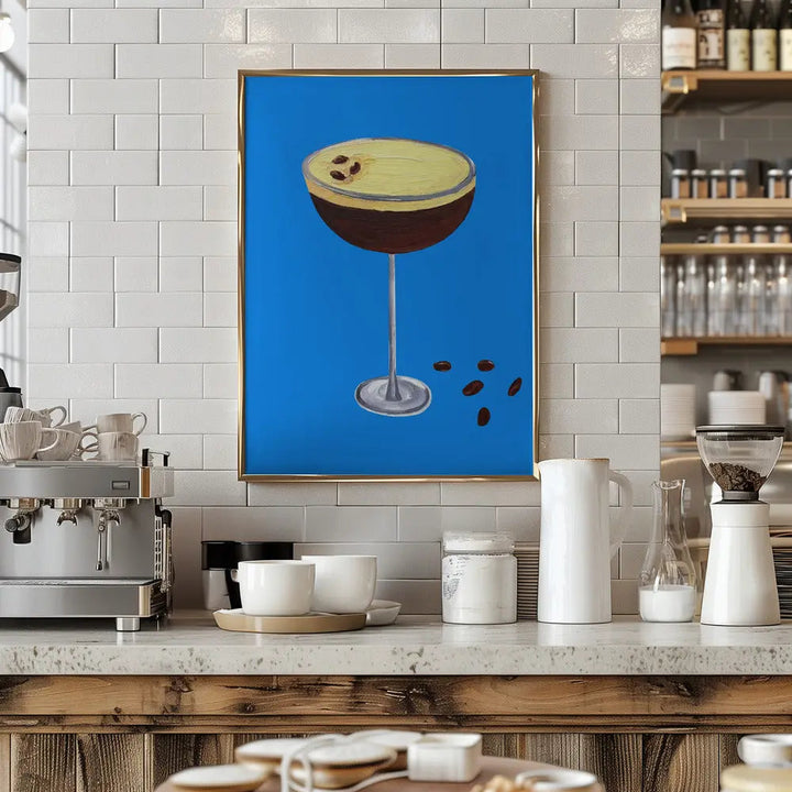 Espresso Martini Blue - Stretched Canvas, Poster or Fine Art Print I Heart Wall Art