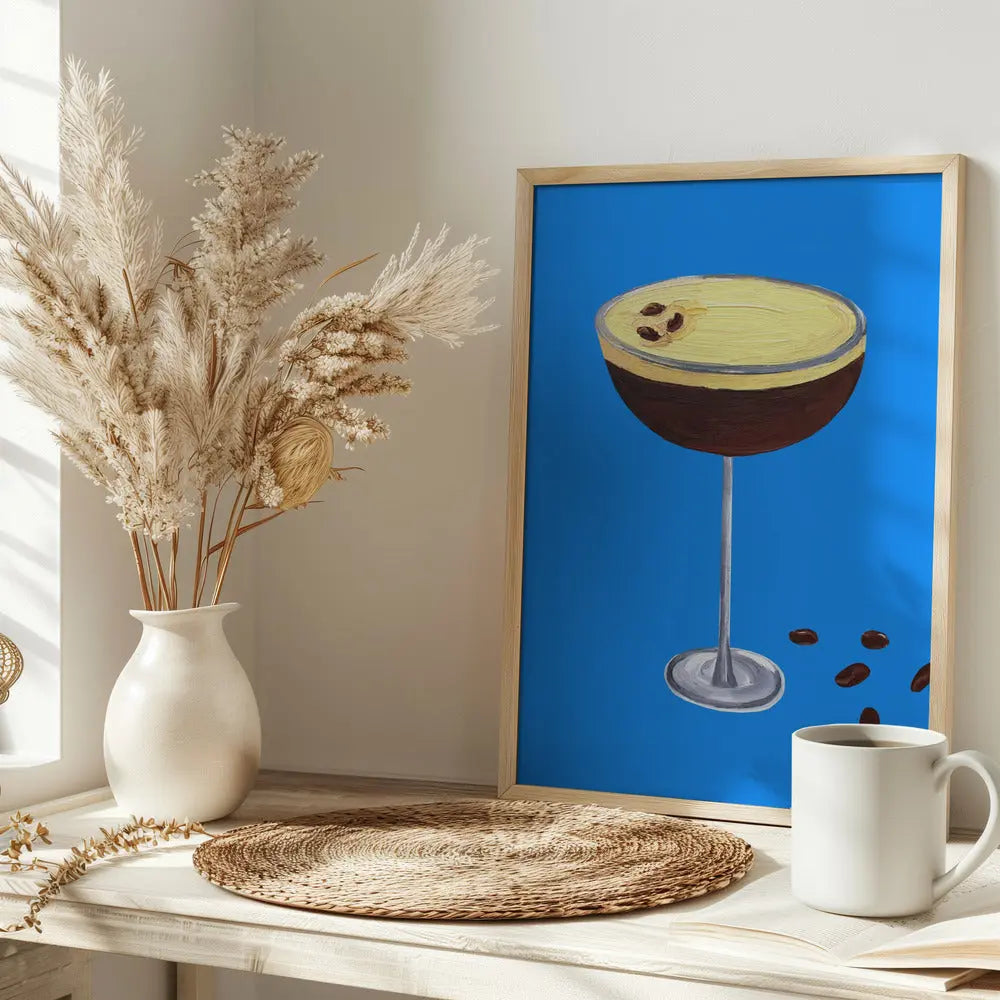 Espresso Martini Blue - Stretched Canvas, Poster or Fine Art Print I Heart Wall Art