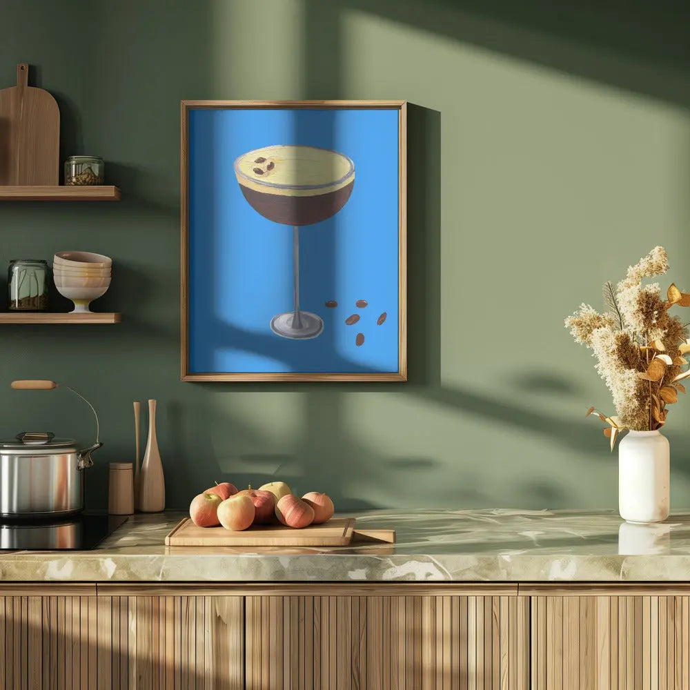 Espresso Martini Blue - Stretched Canvas, Poster or Fine Art Print I Heart Wall Art