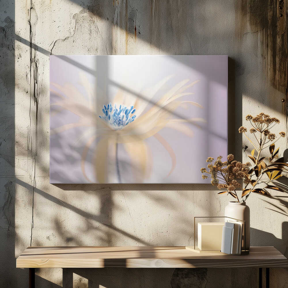 Ethereal Blue Bloom - Floral Photographic Stretched Canvas Poster or Fine Art Print