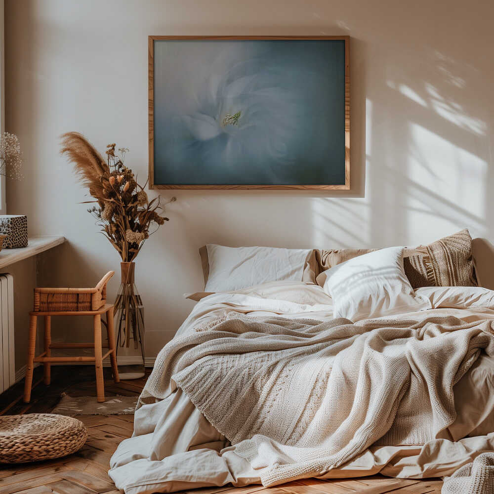 Ethereal Blue Bloom - Floral Photographic Stretched Canvas Poster or Fine Art Print