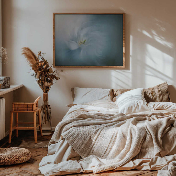 Ethereal Blue Bloom - Floral Photographic Stretched Canvas Poster or Fine Art Print