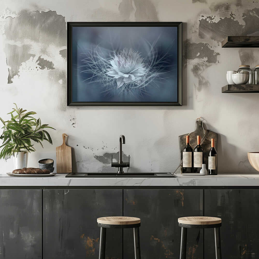 Ethereal Blue Bloom - Stretched Canvas Poster or Fine Art Print
