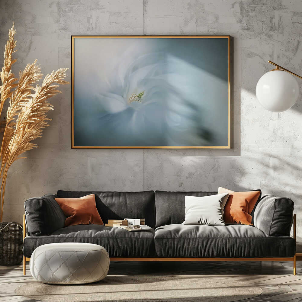 Ethereal Blue Bloom - Floral Photographic Stretched Canvas Poster or Fine Art Print