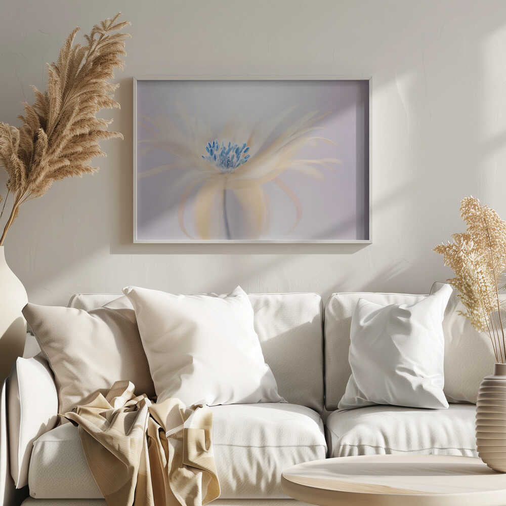 Ethereal Blue Bloom - Floral Photographic Stretched Canvas Poster or Fine Art Print