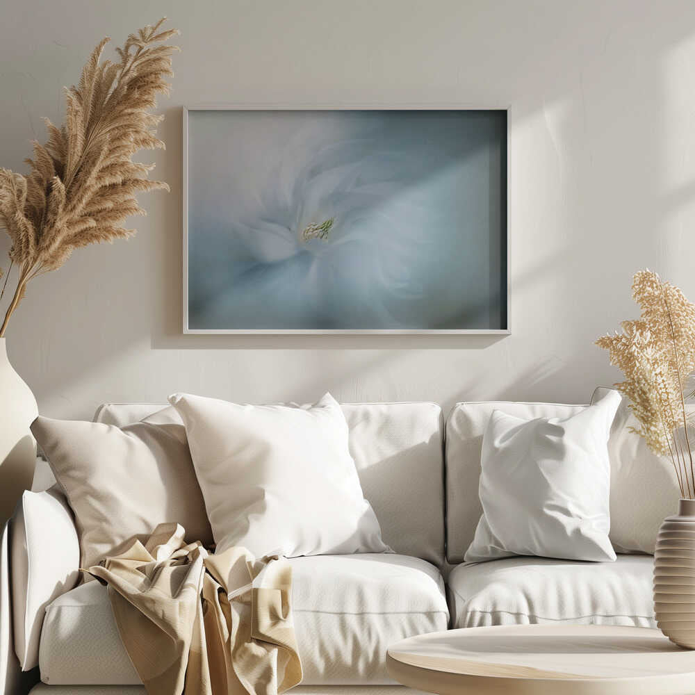 Ethereal Blue Bloom - Floral Photographic Stretched Canvas Poster or Fine Art Print