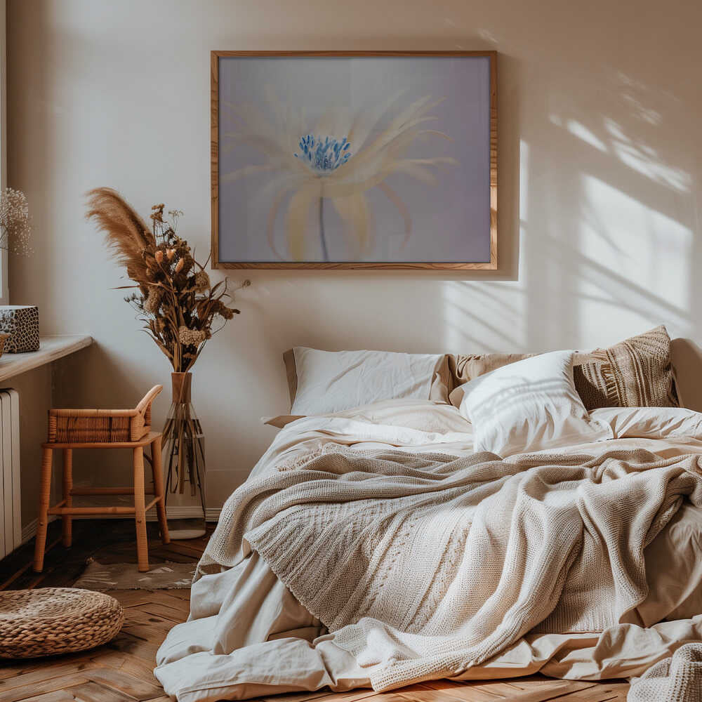 Ethereal Blue Bloom - Floral Photographic Stretched Canvas Poster or Fine Art Print