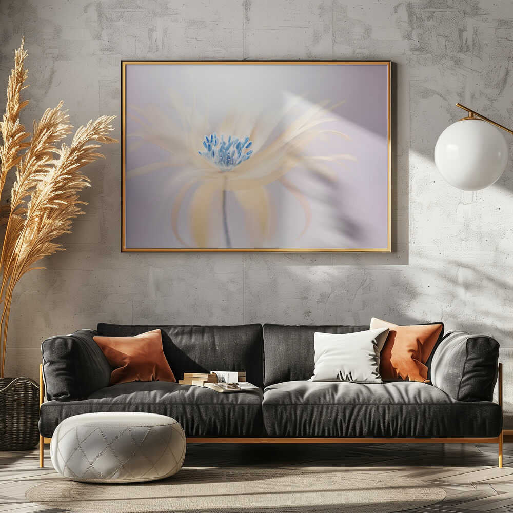 Ethereal Blue Bloom - Floral Photographic Stretched Canvas Poster or Fine Art Print
