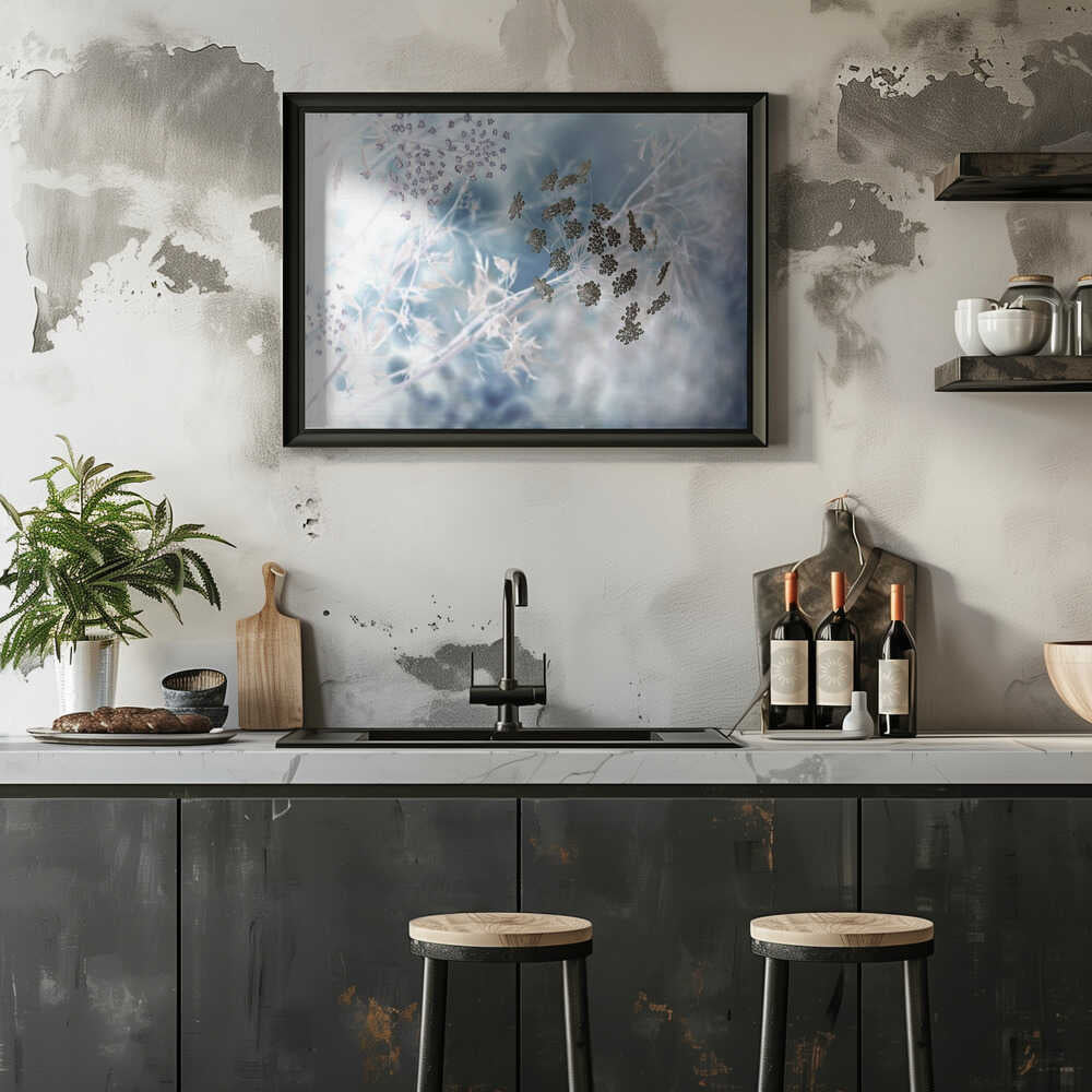 Ethereal Blue Botanicals - Floral Photographic Stretched Canvas Poster or Fine Art Print