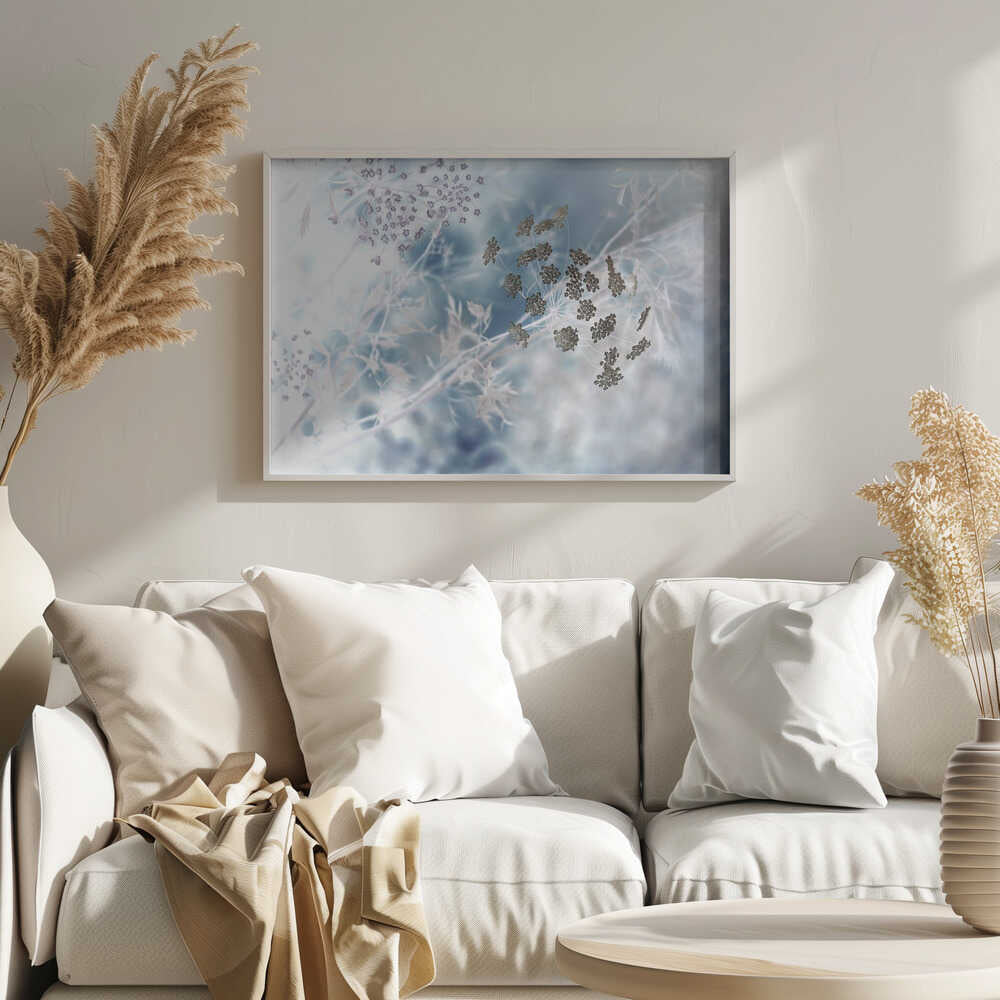 Ethereal Blue Botanicals - Floral Photographic Stretched Canvas Poster or Fine Art Print