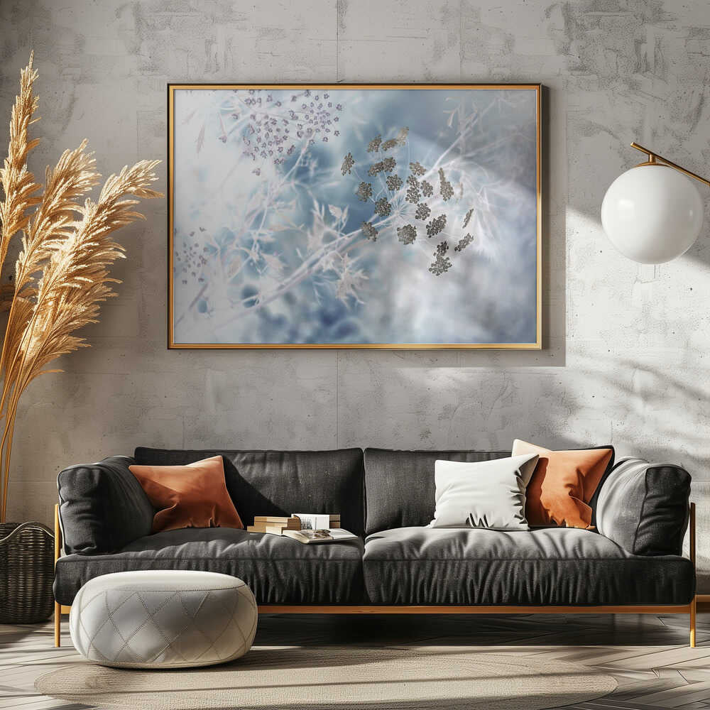 Ethereal Blue Botanicals - Floral Photographic Stretched Canvas Poster or Fine Art Print