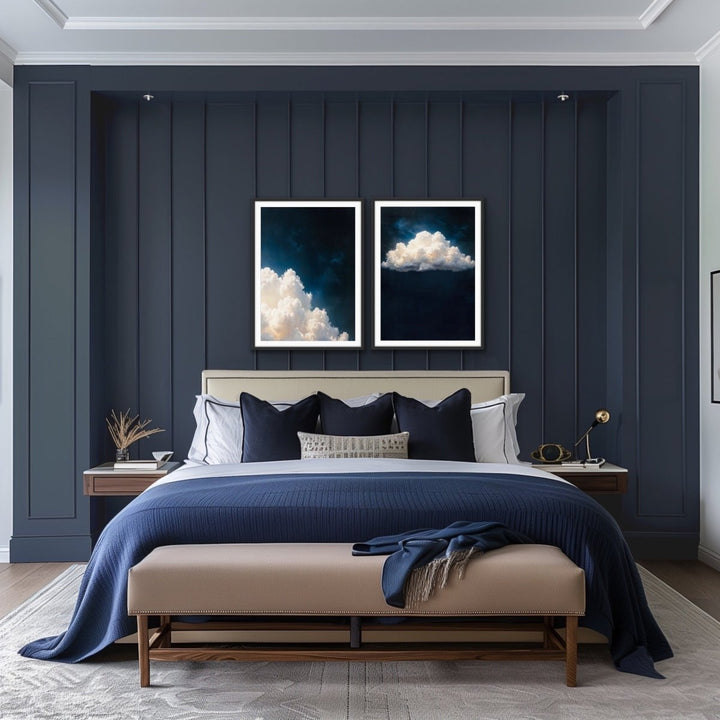 Ethereal Clouds - Two Piece Blue and White Cloud Art - I Heart Wall Art - Poster Print, Canvas Print or Framed Art Print