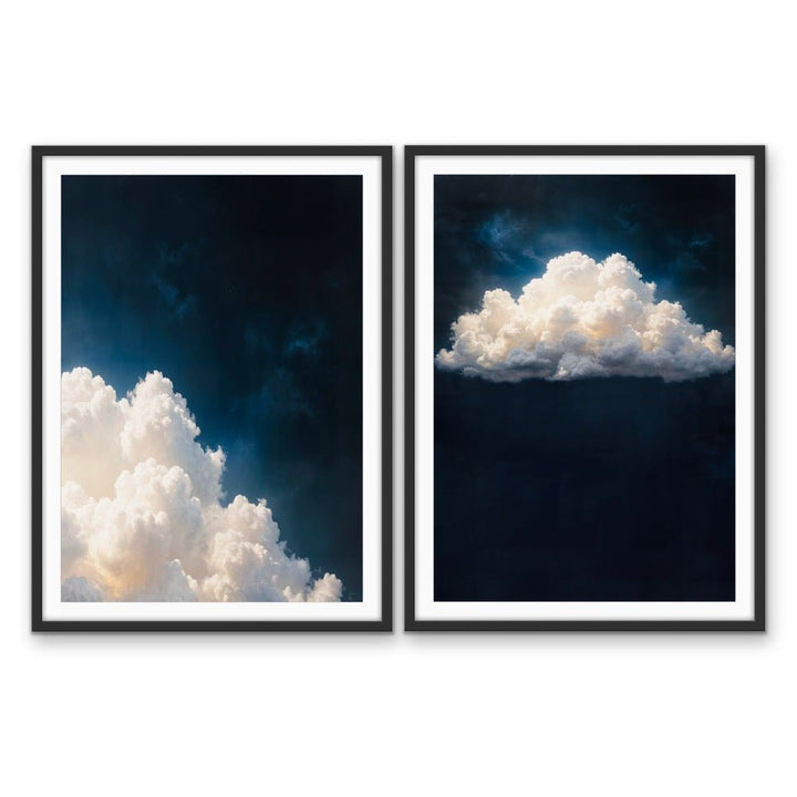 Ethereal Clouds - Two Piece Blue and White Cloud Art - I Heart Wall Art - Poster Print, Canvas Print or Framed Art Print