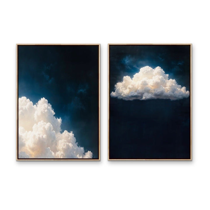 Ethereal Clouds - Two Piece Blue and White Cloud Art - I Heart Wall Art - Poster Print, Canvas Print or Framed Art Print