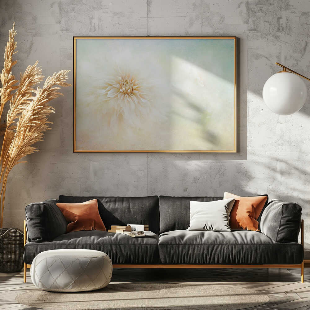 Ethereal Dahlia Bloom - Floral Photographic Stretched Canvas Poster or Fine Art Print