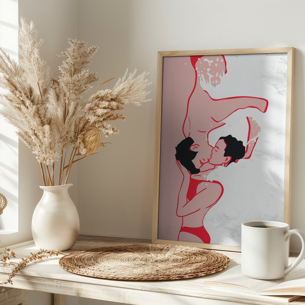 Ethereal Kiss In the Waves - Stretched Canvas, Poster or Fine Art Print - I Heart Wall Art - Poster Print, Canvas Print or Framed Art Print