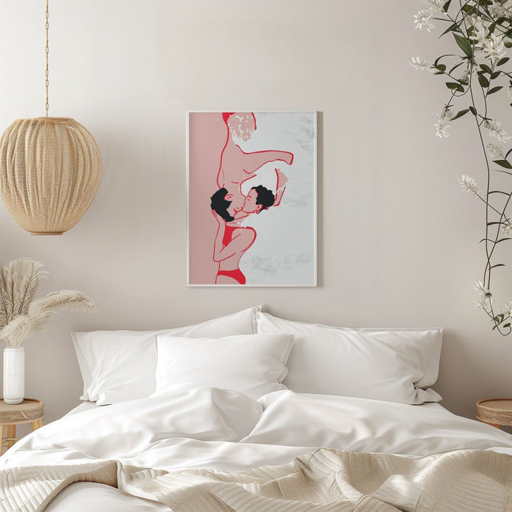 Ethereal Kiss In the Waves - Stretched Canvas, Poster or Fine Art Print - I Heart Wall Art - Poster Print, Canvas Print or Framed Art Print