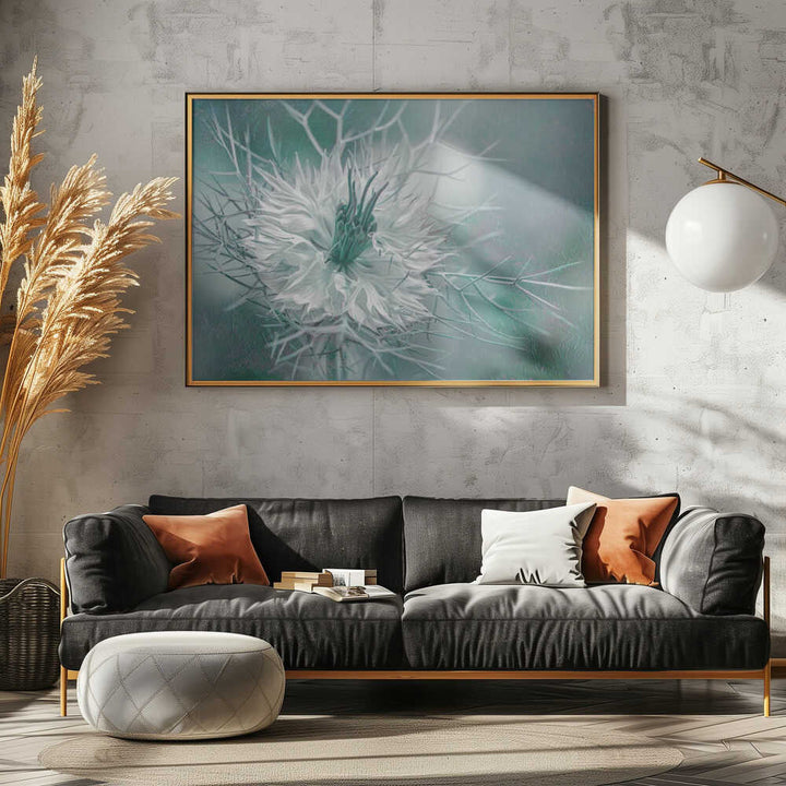 Ethereal Love-in-a-Mist Bloom - Floral Photographic Stretched Canvas Poster or Fine Art Print