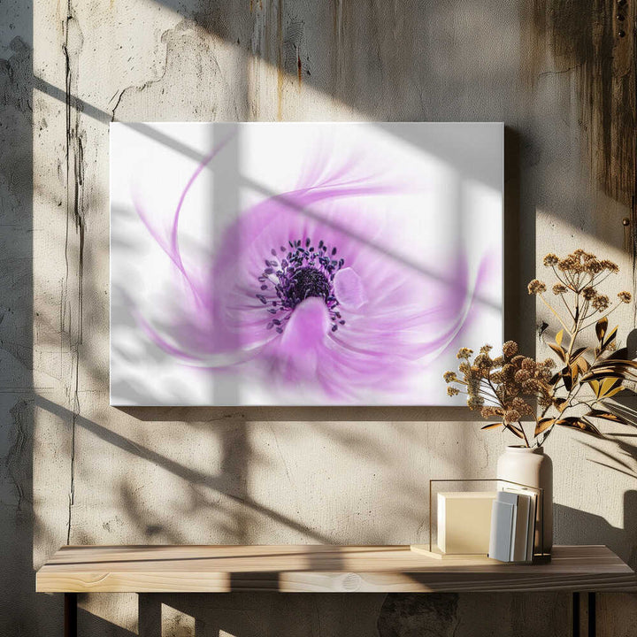 Ethereal Pink Flower - Floral Photographic Stretched Canvas Poster or Fine Art Print