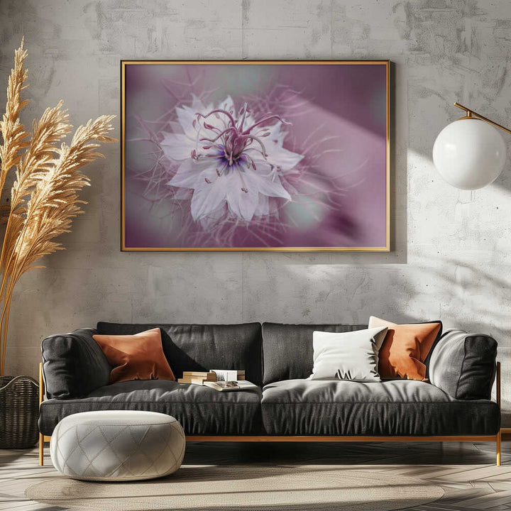 Ethereal Purple Bloom - Floral Photographic Stretched Canvas Poster or Fine Art Print