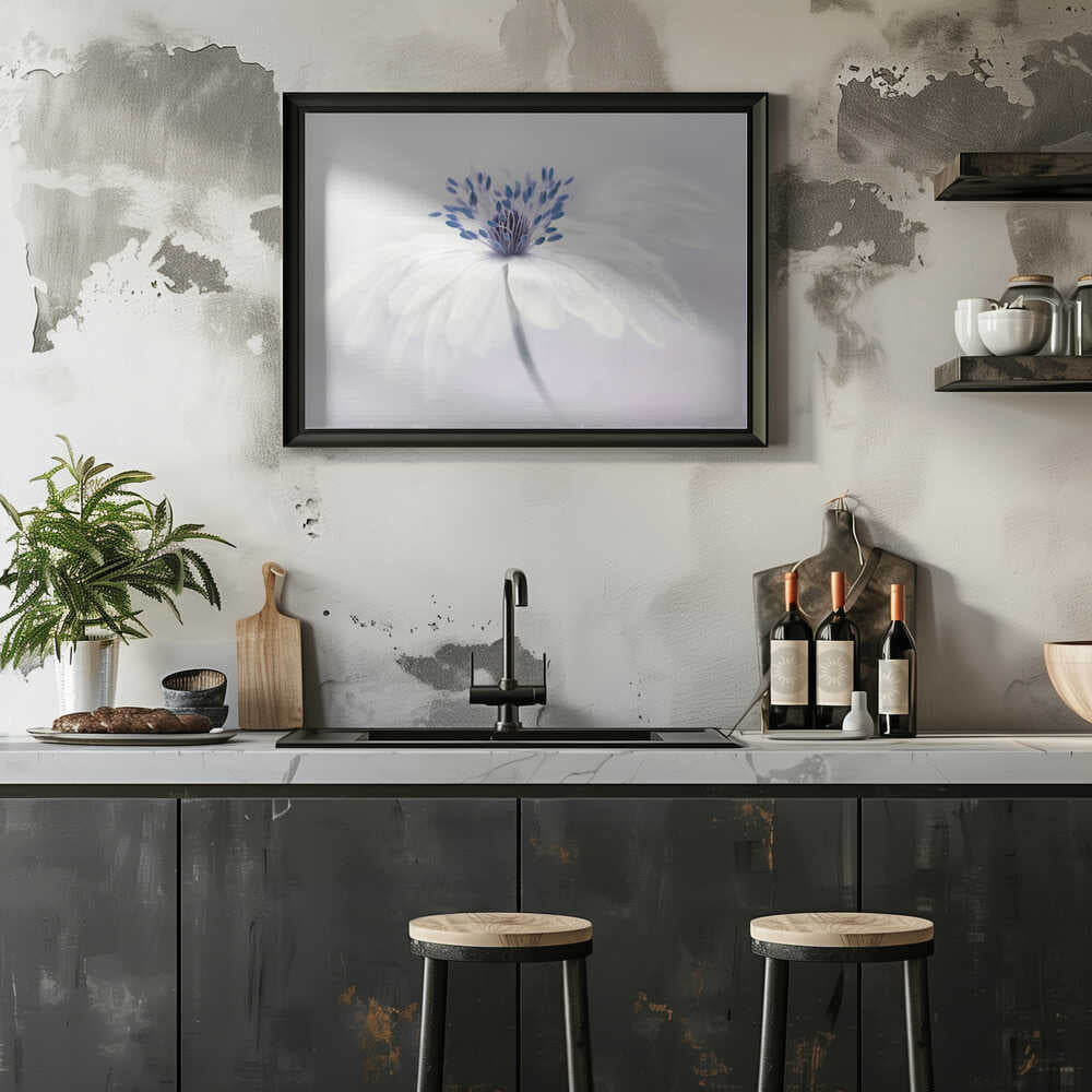 Ethereal White Flower - Floral Photographic Stretched Canvas Poster or Fine Art Print