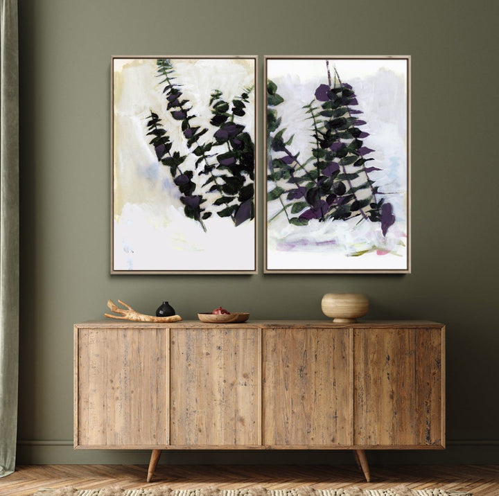 Eucalyptus 1 and 2 by Cartissi - Abstract Two Piece Set Of Painted Artworks - I Heart Wall Art - Poster Print, Canvas Print or Framed Art Print
