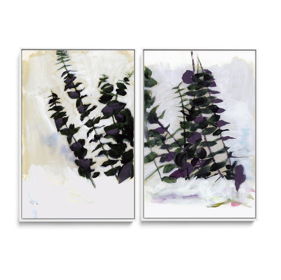 Eucalyptus 1 and 2 by Cartissi - Abstract Two Piece Set Of Painted Artworks - I Heart Wall Art - Poster Print, Canvas Print or Framed Art Print